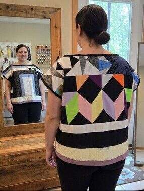 1X-2X Upcycled Quilt Top Patch Blouse Upcycled Dont Throw It Out